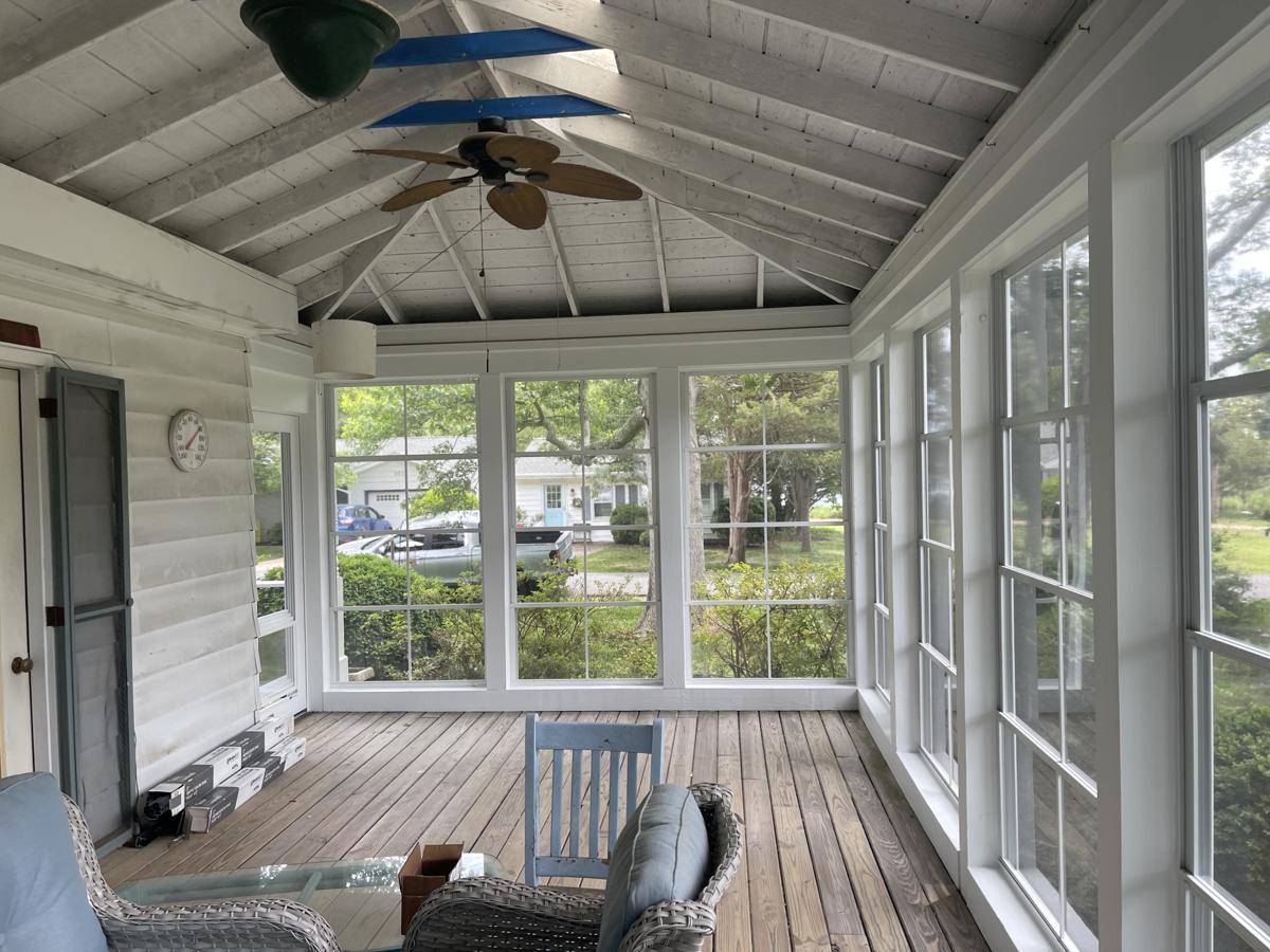 Finished screened porch interior renovation